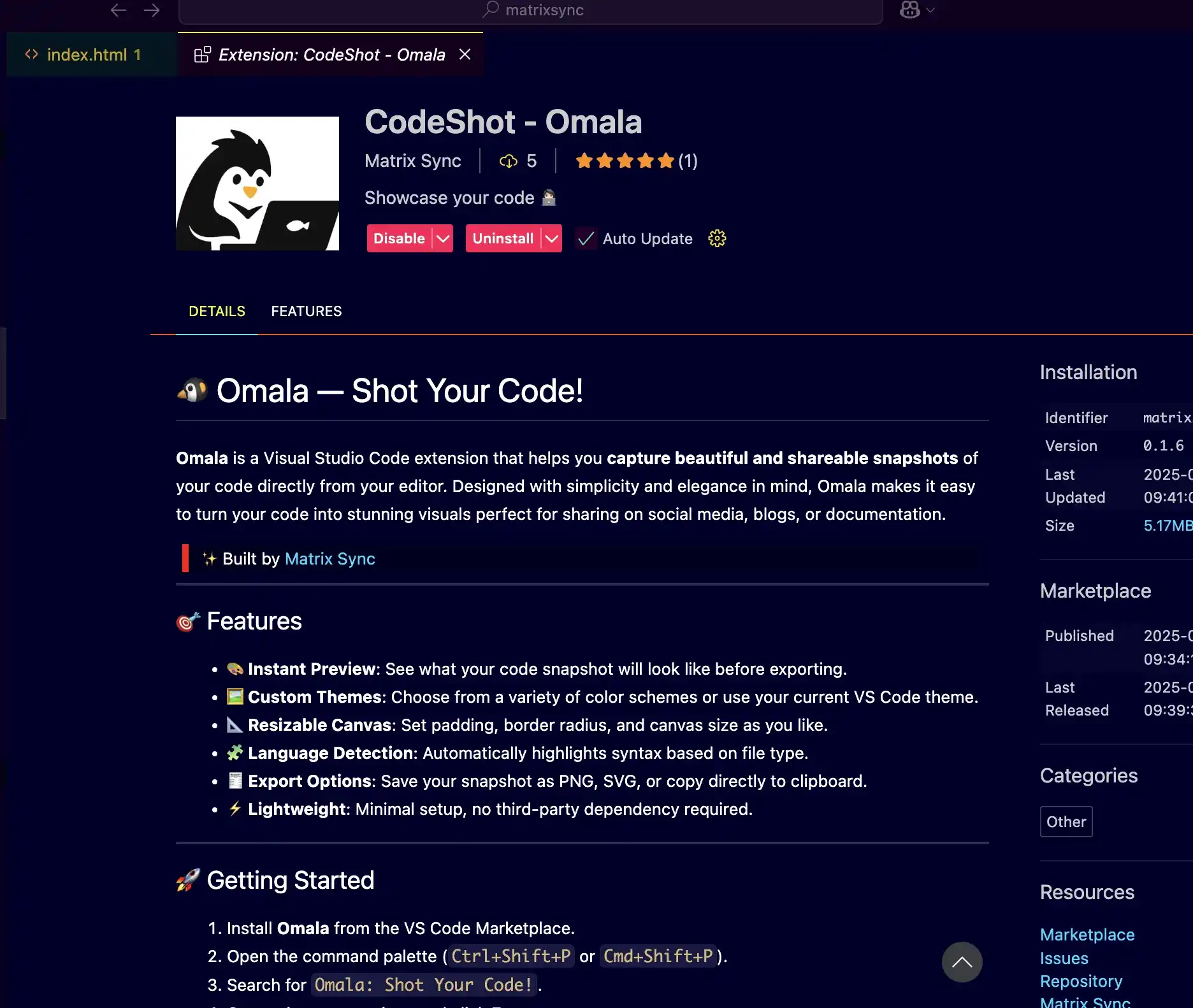 Thumbnail of Code shot