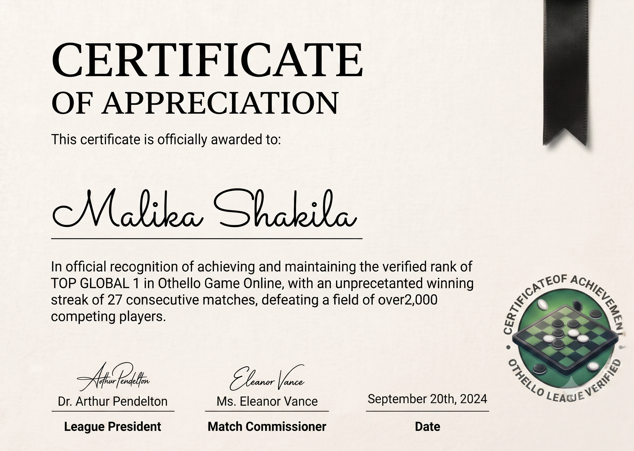 Top 1 Global - Othello Online Game trophy